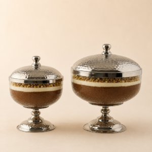 Coupe sur pied en verre soufflé craquelé – Artisanat tunisien